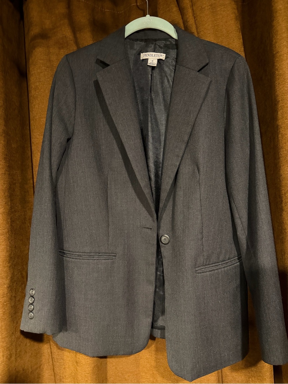 Pendleton Men's Dark Charcoal Gray Single-Button Blazer